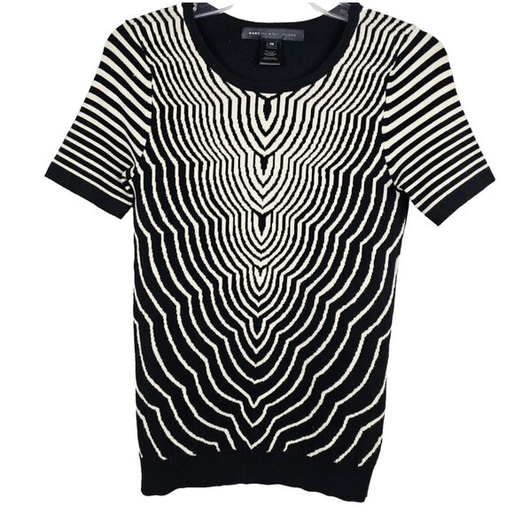 Trippy Geometric Bold Funky Basic T-Shirt Marc by Marc Jacobs Knit Sweater XS - Picture 1 of 10